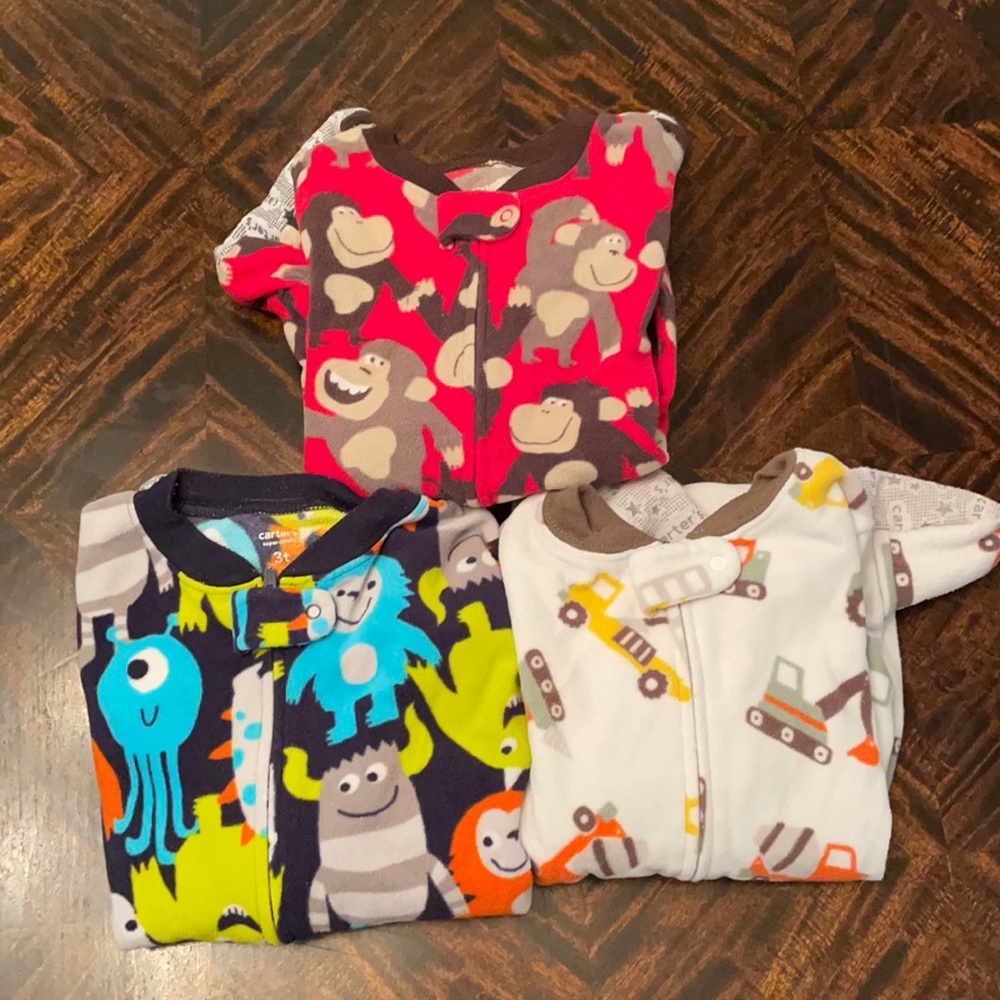 Toddler boys fleece footed pajamas